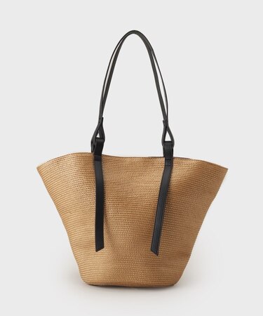 【雑材】合皮ハンドルかごバッグ