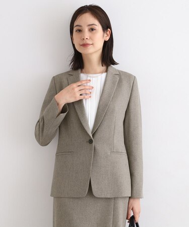 【定番スーツ/洗える/メランジ】ウールライクテーラードジャケット