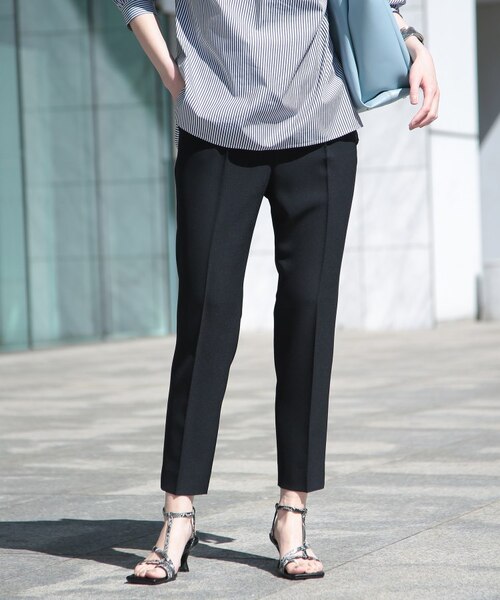 定番スーツ/UVケア/接触冷感/洗える】タックテーパードパンツ