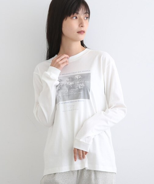 【LIFE】オーガニック メッセージロゴロングTシャツ