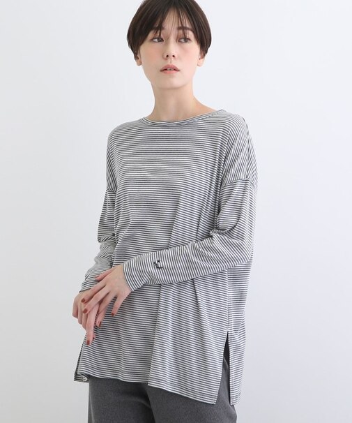 【LIFE】ボーダーチュニック ロングＴシャツ