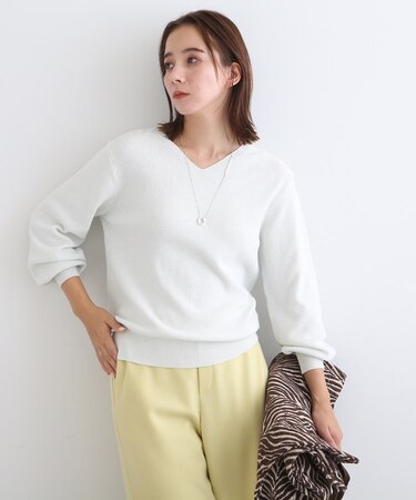 【洗える/ラメ】Vネックニット