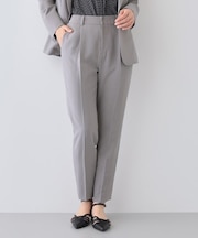 【定番スーツ／UVケア／洗える】ウール調タックテーパードパンツ