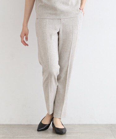 【洗える／日本製／SETUP可能】サマーツィード テーパードパンツ