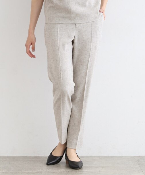 【洗える／日本製／SETUP可能】サマーツィード テーパードパンツ