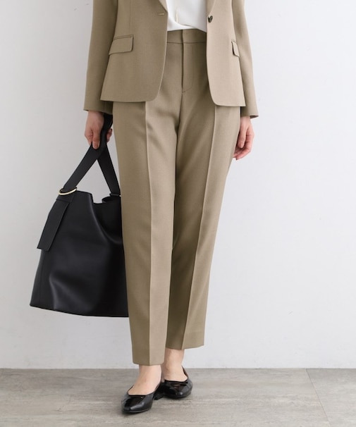 【洗える／UVケア／定番スーツ】ウール調テーパードパンツ