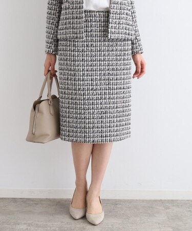 【日本製／SETUP可能】ファンシーツィードスカート