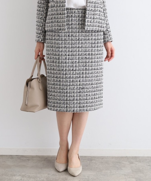 【日本製／SETUP可能】ファンシーツィードスカート