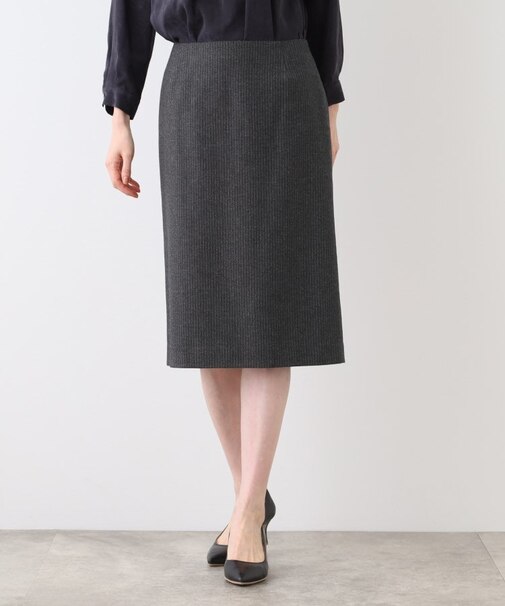 【日本製/SETUP可能/インポート素材】ストライプストレートスカート