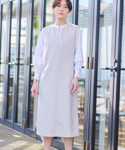 【日本製】ヘアリーキーネックジャンパードレス