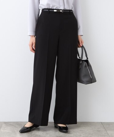 【洗える／UVケア／スーツ】ストレッチワイドパンツ