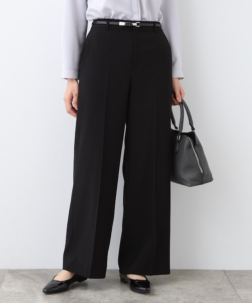 【洗える／UVケア／スーツ】ストレッチワイドパンツ