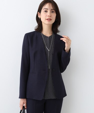 【洗える／スーツ】ノーカラージャケット