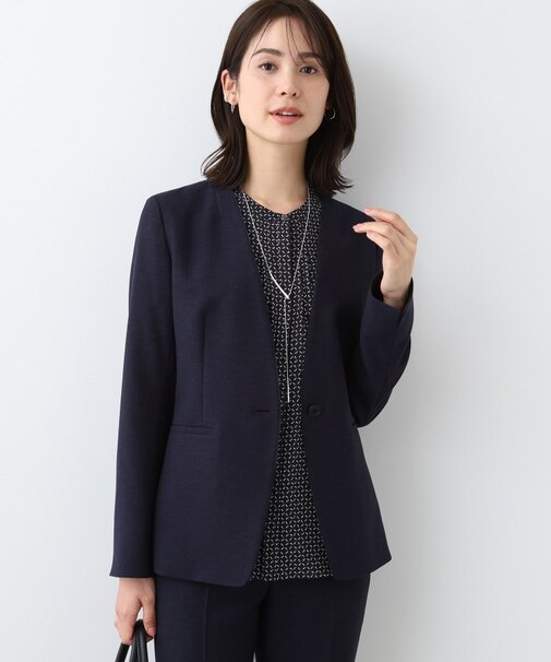 【洗える／スーツ】ノーカラージャケット