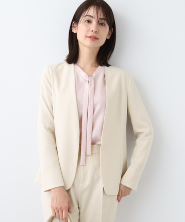 【洗える／UVケア／スーツ】ストレッチノーカラージャケット