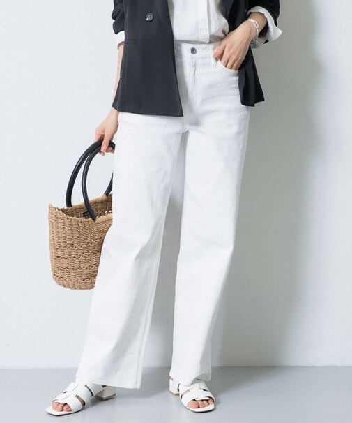 【春の新色登場！褒められデニム】ワイドストレート デニムパンツ