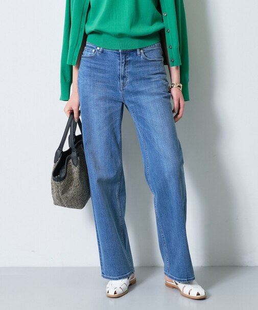【春の新色登場！褒められデニム】ワイドストレート デニムパンツ
