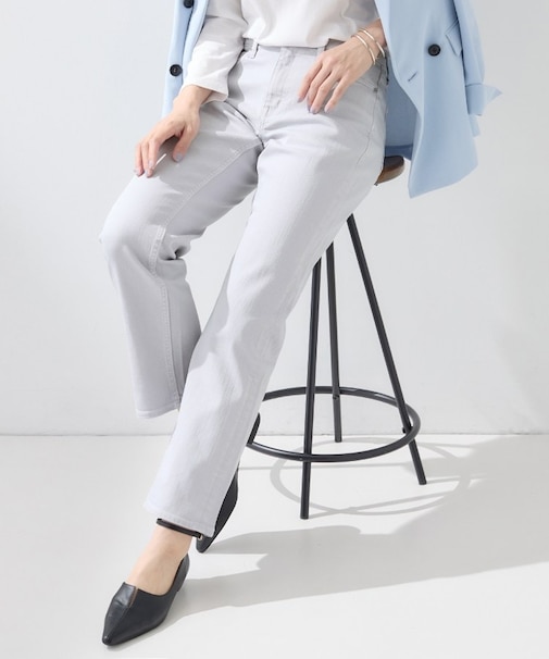 【春の新色登場！褒められデニム】スリムストレート デニムパンツ