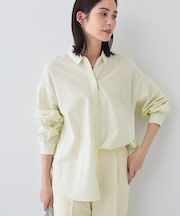 【UVケア／カラーストライプ柄】袖コンシャスシャツ