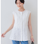 【洗える】フラワーカット刺繍ノースリーブブラウス