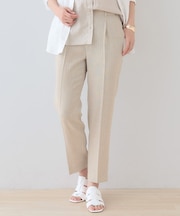 【こなれSETUP／ストライプ柄】リネンライクテーパードパンツ