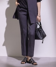 【こなれSETUP／ストライプ柄】リネンライクテーパードパンツ