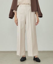 【こなれSETUP／ストライプ柄】リネンライクワイドパンツ