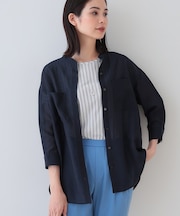 【洗える／エアリー素材】バンドカラーシャツ