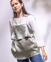 【2点セット／洗える】カセット服 キャミ＆ブラウス セットトップス