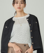 【洗える/ドット柄/凹凸素材】プリーツデザインブラウス