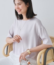 【洗える】裾シアー半袖トップス