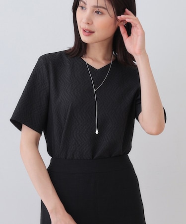 【日本製/インポート素材】フクレジャカードブラウス