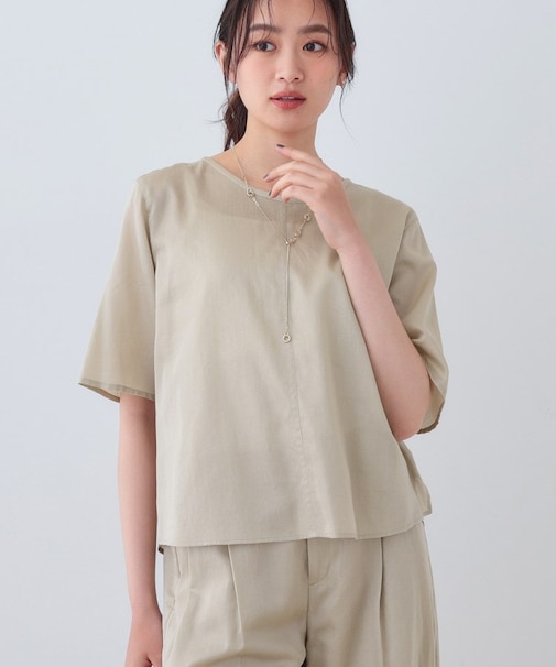 【日本製／SETUP可能】ガーゼ素材Tブラウス