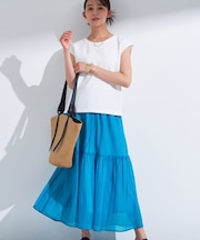 【2点セット／着回し◎】ノースリーブ＆ティアードスカート カセット服