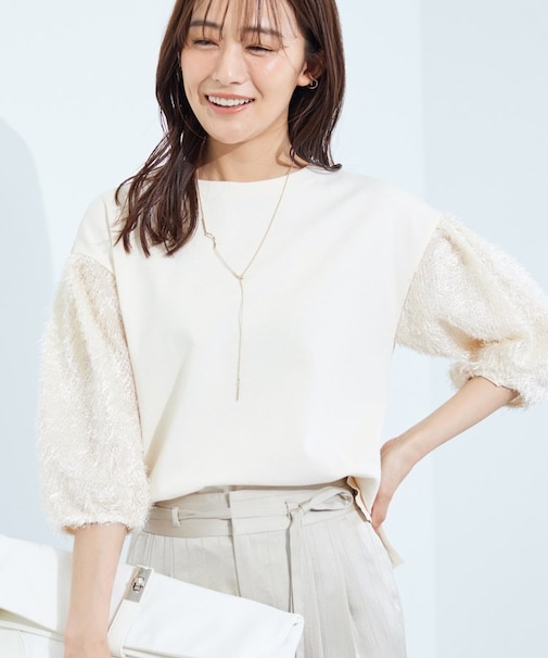 【洗える】フリンジジャカードニット