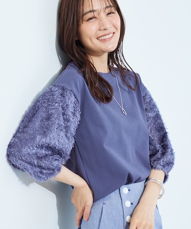 【洗える】フリンジジャカードニット