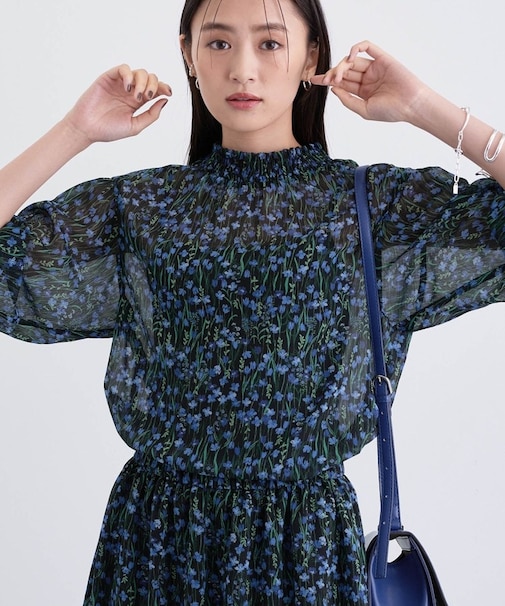 【セットアップ可能】フラワーシフォンブラウス