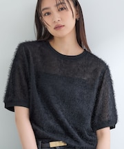 【接触冷感】ヘアリージャカードトップス
