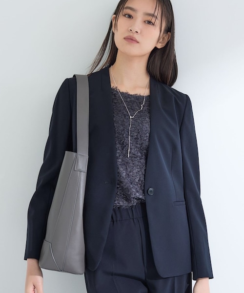 【新品タグ付き】インディヴィUV ストレッチ　カラーレスジャケット 洗える／UVケア】ストレッチノーカラージャケット｜インディヴィの通販