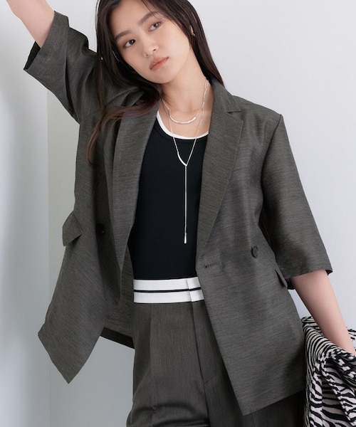 【美品】INDIVI綿麻ストライプジャケット♡38ウォッシャブル 美品】INDIVI綿麻ストライプジャケット♡38ウォッシャブル