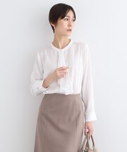 【洗える/通勤服】シアーサテンブラウス
