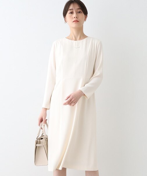 【セレモニーにおすすめ】スタイルアップウエスト切り替えワンピース
