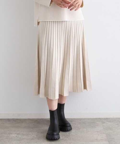 洗える／SETUP可能】ジャカードニットプリーツスカート｜インディヴィ