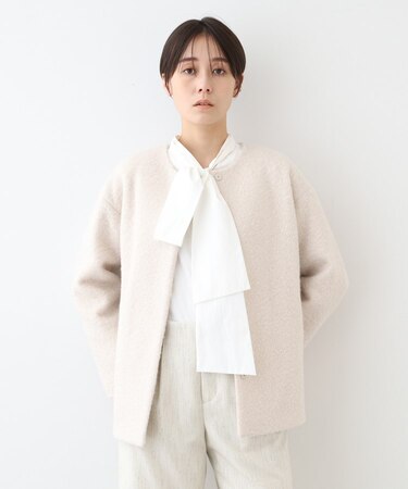 【トレンド／ウール混】フェイクファーコート