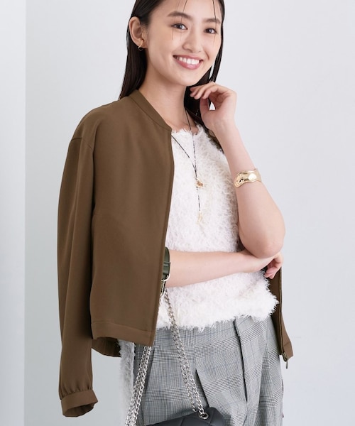 インディヴィ（INDIVI）/【洗える／UVケア／吸汗速乾】ジョーゼットライトブルゾン 洗える／UVケア／吸汗速乾】ジョーゼットライトブルゾン｜インディヴィ