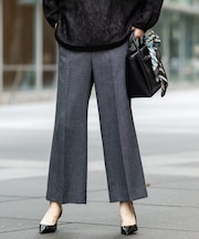 【褒められパンツ/ウール調素材】ラメ混ワイドパンツ
