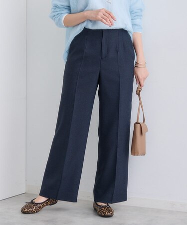【褒められパンツ/ウール調素材】ラメ混ワイドパンツ