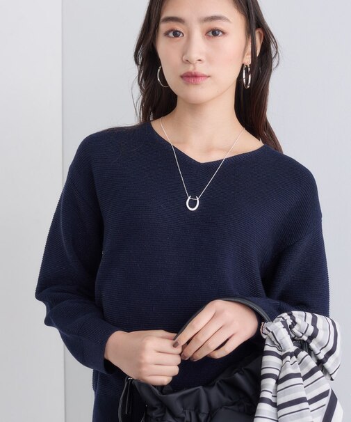 【ウール混ラメ素材】Vネック煌めきニット