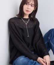 【キッドモヘヤ素材】ラウンドヘムニット