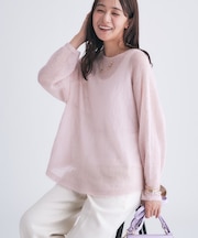 【キッドモヘア素材】ラウンドヘムニット